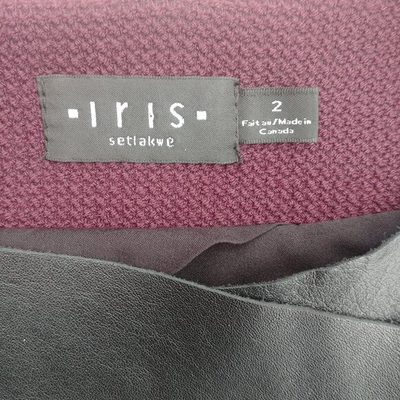 Iris Setlakwe Eggplant Maroon Moto Style Jacket Real Black Leather Size 2 - Picture 11 of 16